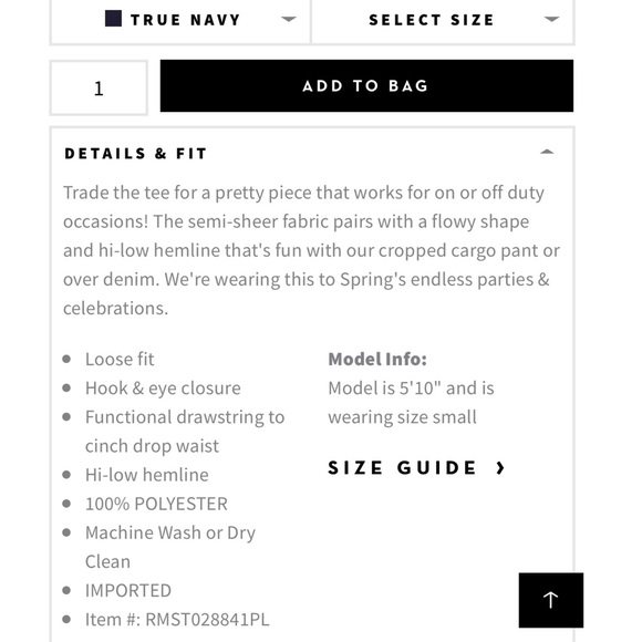 RACHEL Rachel Roy Hi-Low Navy Tallulah Top - Picture 4 of 7